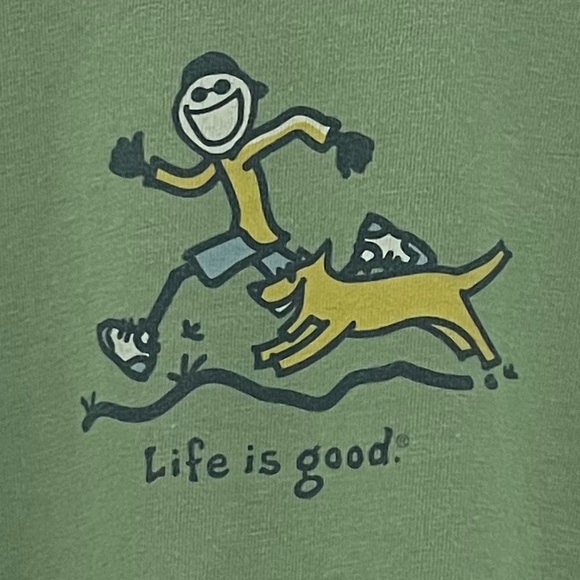 Life Is Good Tops - Life is Good Green Running Dog Graphic Long Sleeve Tee Shirt Women’s XL